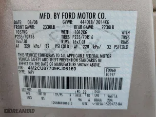 2009 Mercury Mariner Premier with VIN 4M2CU87709KJ06169, listed as a Copart auction lot 45117035 with 208,223 mi miles and Salvage Title. Bid and sale history available at carsss.com. Image 14.