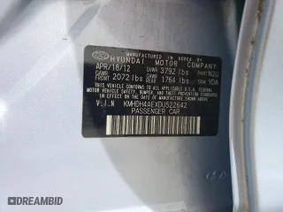 2013 Hyundai Elantra GLS PZEV with VIN KMHDH4AEXDU522642, listed as a Copart auction lot 52808254 with 87,952 mi miles and Salvage Title. Bid and sale history available at carsss.com. Image 12.