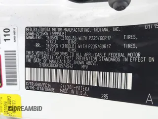 2015 Toyota Sienna LE AAS с VIN 5TDKK3DC6FS574942, выставлен на аукционе IAAI как лот 42336507 с пробегом 58 323 миль миль и . История ставок и продаж доступна на DreamBid. Изображение 9.