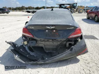 2019 Genesis G70 2.0T Advanced with VIN KMTG44LA9KU015043, listed as a Copart auction lot 77567484 with 80,635 mi miles and Salvage Title. Bid and sale history available at carsss.com. Image 6.