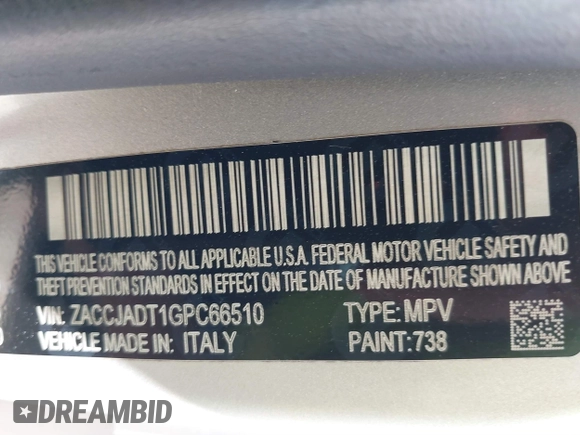2016 Jeep Renegade Limited z VIN ZACCJADT1GPC66510, wystawiony jako IAAI lot #41787935 z przebiegiem 133 089 mil mil oraz . Historia ofert i sprzedaży dostępna na DreamBid. Obrazek 9.