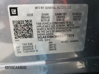 2018 Buick Enclave Essence with VIN 5GAERBKW4JJ212874, listed as a Copart auction lot 51704955 with 69,415 mi miles and Non Repairable. Bid and sale history available at DreamBid. Image 13.