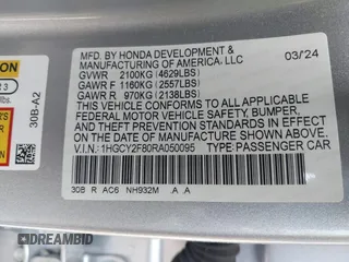 2024 Honda Accord Touring with VIN 1HGCY2F80RA050095, listed as a IAAI auction lot 41924407 with 26,454 mi miles and . Bid and sale history available at DreamBid. Image 9.