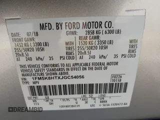 2018 Ford Explorer Platinum z VIN 1FM5K8HTXJGC54056, wystawiony jako IAAI lot #42234089 z przebiegiem 96 555 mil mil oraz . Historia ofert i sprzedaży dostępna na DreamBid. Obrazek 9.