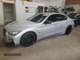 2018 Infiniti Q50 Luxe z VIN JN1EV7AR4JM437171, wystawiony jako Copart lot #57305835 z przebiegiem 79 045 mil mil oraz Szkoda całkowita • Salvage title. Historia ofert i sprzedaży dostępna na DreamBid. Obrazek 1.