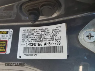 2010 Honda Civic Cpe LX with VIN 2HGFG1B61AH529839, listed as a Copart auction lot 69501724 with 218,443 mi miles and Salvage Title. Bid and sale history available at carsss.com. Image 12.