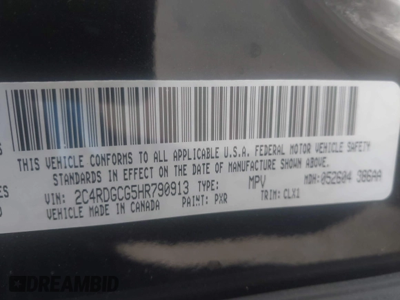 2017 Dodge Grand Caravan SXT with VIN 2C4RDGCG5HR790913, listed as a IAAI auction lot 42176310 with 149,987 mi miles and . Bid and sale history available at DreamBid. Image 9.