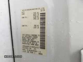 2018 Nissan Maxima SV with VIN 1N4AA6AP5JC405437, listed as a IAAI auction lot 41180470 with 59,319 mi miles and . Bid and sale history available at DreamBid. Image 9.