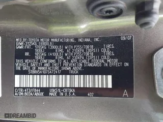 2007 Toyota Tundra SR5 with VIN 5TBRV54107S472417, listed as a IAAI auction lot 41547182 with 189,640 mi miles. Bid and sale history available at carsss.com. Image 9.