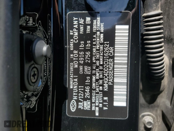 2012 Hyundai Genesis 3.8L z VIN KMHGC4DD2CU162621, wystawiony jako Copart lot #57342995 z przebiegiem 192 377 mil mil oraz Szkody całkowita. Historia ofert i sprzedaży dostępna na DreamBid. Obrazek 12.
