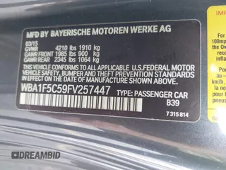 2015 BMW 2 Series 228i with VIN WBA1F5C59FV257447, listed as a IAAI auction lot 41706206 with 119,086 mi miles. Bid and sale history available at carsss.com. Image 9.