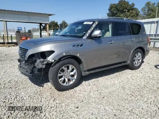 2012 Infiniti QX56 7-passenger with VIN JN8AZ2NF5C9518211, listed as a Copart auction lot 47942855 with 146,207 mi miles and Salvage Title. Bid and sale history available at carsss.com. Image 1.
