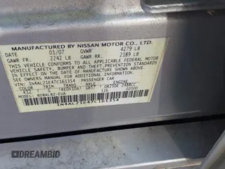 2007 Nissan Altima S with VIN 1N4AL21E47C161354, listed as a IAAI auction lot 42226945 with 341,250 mi miles and . Bid and sale history available at DreamBid. Image 9.