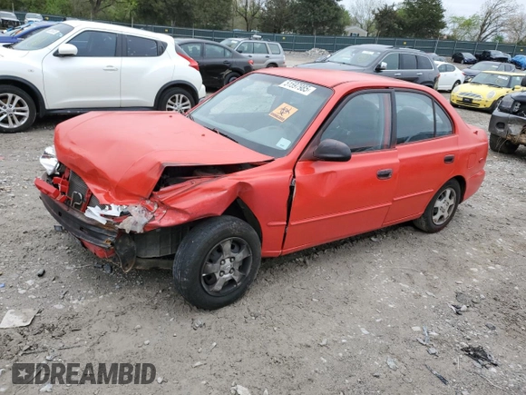2001 Hyundai Accent GL with VIN KMHCG45C81U219104, listed as a Copart auction lot 51597985 with 157,597 mi miles and Salvage Title. Bid and sale history available at carsss.com. Image 1.