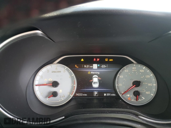 2021 Nissan Maxima Platinum with VIN 1N4AA6FV2MC506186, listed as a Copart auction lot 57723165 with 74,222 mi miles and Salvage title. Bid and sale history available at DreamBid. Image 9.
