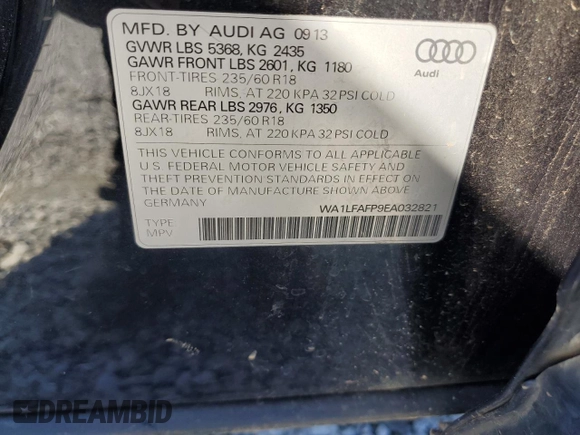 2014 Audi Q5 Premium Plus with VIN WA1LFAFP9EA032821, listed as a Copart auction lot 44739385 with 118,566 mi miles and Salvage title. Bid and sale history available at DreamBid. Image 14.