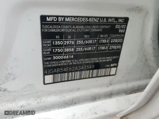 2002 Mercedes-Benz M-Class with VIN 4JGAB54E62A343549, listed as a Copart auction lot 43749115 with 198,171 mi miles and Salvage Title. Bid and sale history available at carsss.com. Image 13.