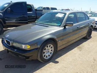 2001 BMW 7 Series 740iL with VIN WBAGH83421DP25417, listed as a IAAI auction lot 41725971 with 165,599 mi miles. Bid and sale history available at carsss.com. Image 2.