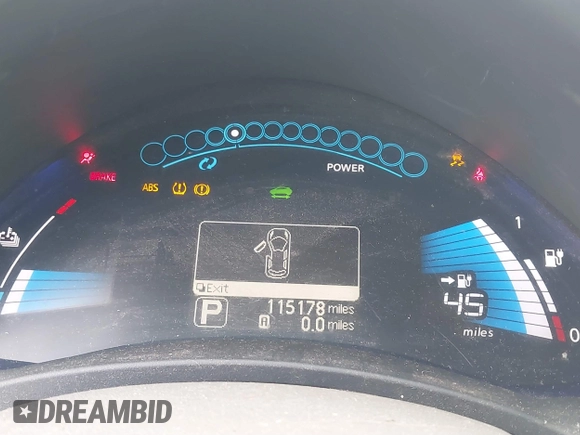 2011 Nissan LEAF SL-e with VIN JN1AZ0CP2BT009158, listed as a IAAI auction lot 41754148 with 115,178 mi miles. Bid and sale history available at carsss.com. Image 13.