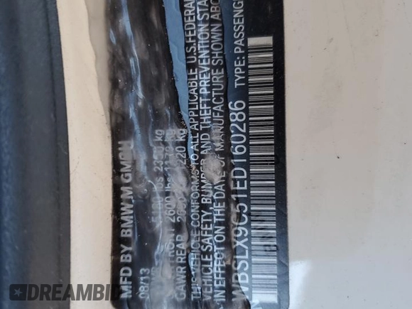 2014 BMW M6 z VIN WBSLX9C51ED160286, wystawiony jako Copart lot #38369134 z przebiegiem Nie podano mil oraz Szkody całkowita. Historia ofert i sprzedaży dostępna na DreamBid. Obrazek 12.