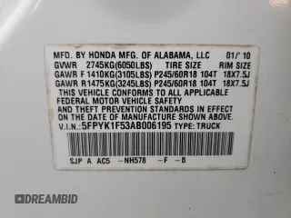2010 Honda Ridgeline RTL z VIN 5FPYK1F53AB006195, wystawiony jako Copart lot #52528435 z przebiegiem 205 522 mil mil oraz Szkoda całkowita • Salvage title. Historia ofert i sprzedaży dostępna na DreamBid. Obrazek 12.