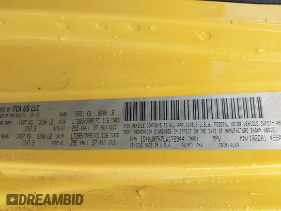 2020 Jeep Wrangler Unlimited Rubicon z VIN 1C4HJXFN7LW172944, wystawiony jako IAAI lot #41474893 z przebiegiem 76 726 mil mil oraz . Historia ofert i sprzedaży dostępna na DreamBid. Obrazek 9.