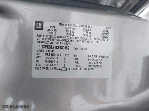 2012 Chevrolet Silverado 1500 LT with VIN 1GCPKSE71CF189169, listed as a IAAI auction lot 41337372 with 106,570 mi miles. Bid and sale history available at carsss.com. Image 9.