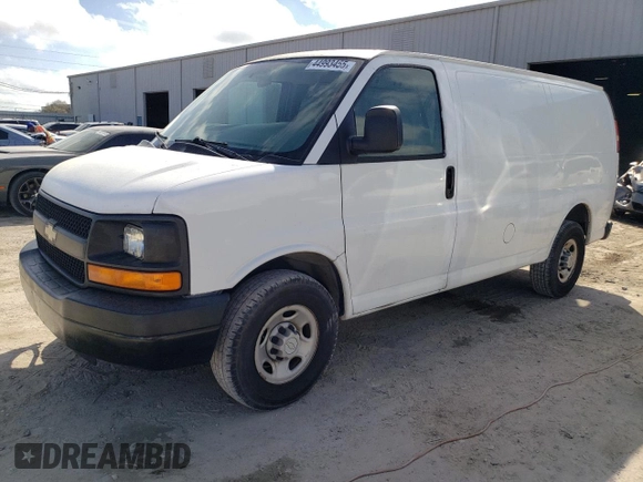 2008 Chevrolet Express Cargo Van with VIN 1GCGG25C581108063, listed as a Copart auction lot 44993455 with 463,245 mi miles and Clean Title. Bid and sale history available at carsss.com. Image 1.