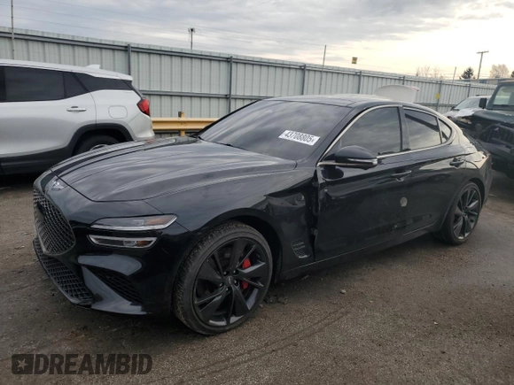 2022 Genesis G70 3.3T z VIN KMTG54TE5NU102507, wystawiony jako Copart lot #43708805 z przebiegiem 25 474 mil mil oraz Szkoda całkowita • Salvage title. Historia ofert i sprzedaży dostępna na DreamBid. Obrazek 1.