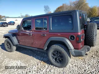 2021 Jeep Wrangler Unlimited Willys with VIN 1C4HJXDG9MW594591, listed as a Copart auction lot 81740454 with 48,070 mi miles and Salvage title. Bid and sale history available at DreamBid. Image 2.