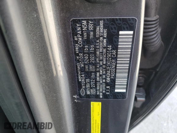 2019 Genesis G80 3.8L with VIN KMHGN4JE1KU290144, listed as a Copart auction lot 67966504 with 54,983 mi miles and Clean Title. Bid and sale history available at DreamBid. Image 12.