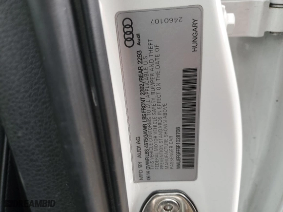2015 Audi A3 2.0T Premium Plus with VIN WAUEFGFF5F1028708, listed as a Copart auction lot 50027045 with 112,252 mi miles and Salvage Title. Bid and sale history available at carsss.com. Image 14.