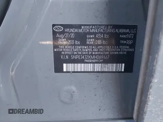 2021 Hyundai Sonata SEL Plus with VIN 5NPEJ4J2XMH069667, listed as a IAAI auction lot 41812876 with 69,326 mi miles and . Bid and sale history available at DreamBid. Image 9.