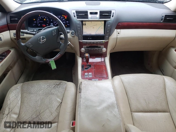 2010 Lexus LS 460 with VIN JTHCL5EF6A5007228, listed as a Copart auction lot 45401605 with 164,195 mi miles and Salvage title. Bid and sale history available at DreamBid. Image 8.