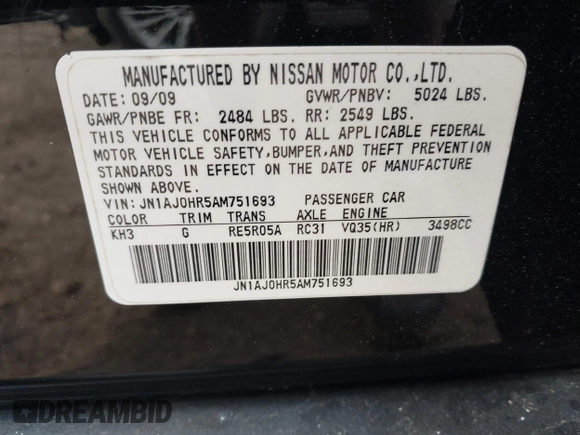2010 Infiniti EX Journey with VIN JN1AJ0HR5AM751693, listed as a IAAI auction lot 42252377 with 189,358 mi miles and . Bid and sale history available at DreamBid. Image 9.