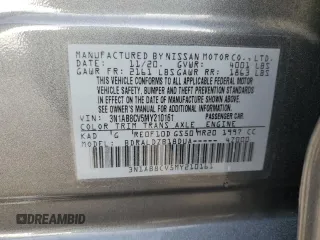 2021 Nissan Sentra SV with VIN 3N1AB8CV5MY210161, listed as a Copart auction lot 43628315 with 24,183 mi miles and Salvage Title. Bid and sale history available at DreamBid. Image 15.