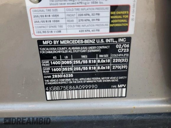 2006 Mercedes-Benz M 500 z VIN 4JGBB75E86A099990, wystawiony jako Copart lot #59701535 z przebiegiem 124 572 mil mil oraz Szkoda całkowita • Salvage title. Historia ofert i sprzedaży dostępna na DreamBid. Obrazek 12.