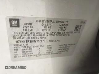 2017 Cadillac XT5 Premium Luxury AWD z VIN 1GYKNERS6HZ112170, wystawiony jako IAAI lot #42262116 z przebiegiem 140 982 mil mil oraz . Historia ofert i sprzedaży dostępna na DreamBid. Obrazek 9.