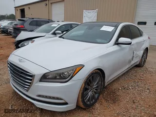 2015 Hyundai Genesis 5.0L with VIN KMHGN4JF8FU073687, listed as a IAAI auction lot 41118050 with 125,296 mi miles. Bid and sale history available at carsss.com. Image 2.