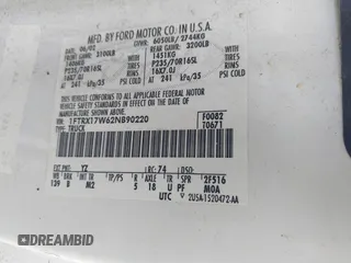 2002 Ford F-150 XL с VIN 1FTRX17W62NB90220, выставлен на аукционе IAAI как лот 42014299 с пробегом 219 264 миль миль и . История ставок и продаж доступна на DreamBid. Изображение 9.