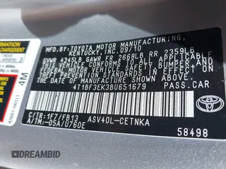 2011 Toyota Camry LE with VIN 4T1BF3EK3BU651679, listed as a IAAI auction lot 41947891 with 159,489 mi miles. Bid and sale history available at carsss.com. Image 9.