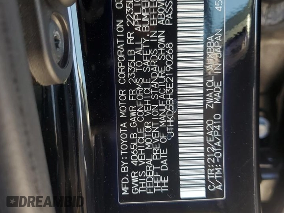 2014 Lexus CT 200h with VIN JTHKD5BH3E2190268, listed as a Copart auction lot 61480845 with 84,631 mi miles and Salvage title. Bid and sale history available at DreamBid. Image 12.