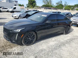 2022 Cadillac CT5 V-Series with VIN 1G6DR5RW7N0128080, listed as a Copart auction lot 70017984 with 17,384 mi miles and Salvage Title. Bid and sale history available at carsss.com. Image 1.