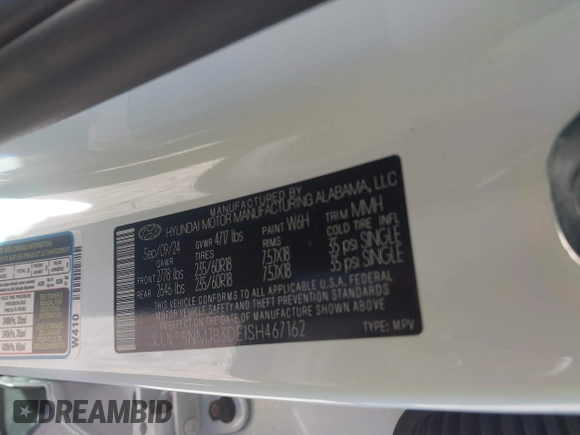 2025 Hyundai Tucson SEL z VIN 5NMJB3DE1SH467162, wystawiony jako IAAI lot #41851533 z przebiegiem 5 445 mil mil oraz . Historia ofert i sprzedaży dostępna na DreamBid. Obrazek 9.