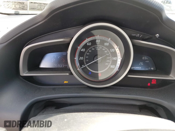 2016 Mazda 3 i Touring with VIN JM1BM1V72G1300331, listed as a Copart auction lot 55992655 with 75,937 mi miles and Salvage Title. Bid and sale history available at DreamBid. Image 9.