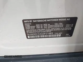 2016 BMW X5 xDrive35i with VIN 5UXKR0C5XG0P21683, listed as a IAAI auction lot 41717151 with 98,696 mi miles. Bid and sale history available at carsss.com. Image 9.