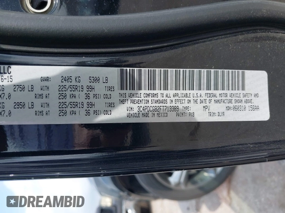 2015 Dodge Journey Crossroad with VIN 3C4PDCGB2FT713389, listed as a IAAI auction lot 42103272 with 135,974 mi miles and . Bid and sale history available at DreamBid. Image 9.
