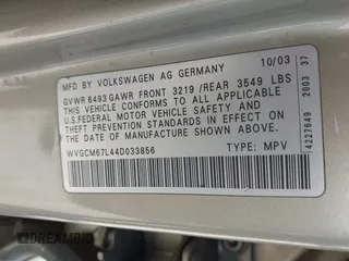 2004 Volkswagen Touareg with VIN WVGCM67L44D033856, listed as a IAAI auction lot 42142143 with 105,682 mi miles and . Bid and sale history available at DreamBid. Image 9.