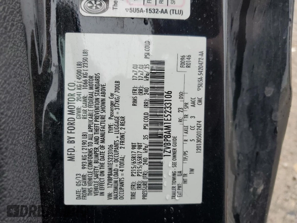 2014 Ford Mustang V6 with VIN 1ZVBP8AM1E5233106, listed as a Copart auction lot 50583645 with 130,482 mi miles and Salvage Title. Bid and sale history available at carsss.com. Image 12.