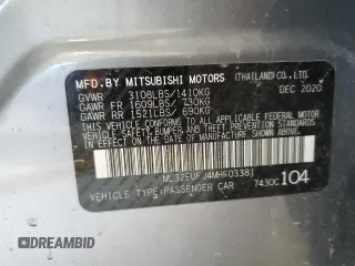 2021 Mitsubishi Mirage ES with VIN ML32FUFJ4MHF03381, listed as a Copart auction lot 60436575 with 79,839 mi miles and Non repairable. Bid and sale history available at DreamBid. Image 12.